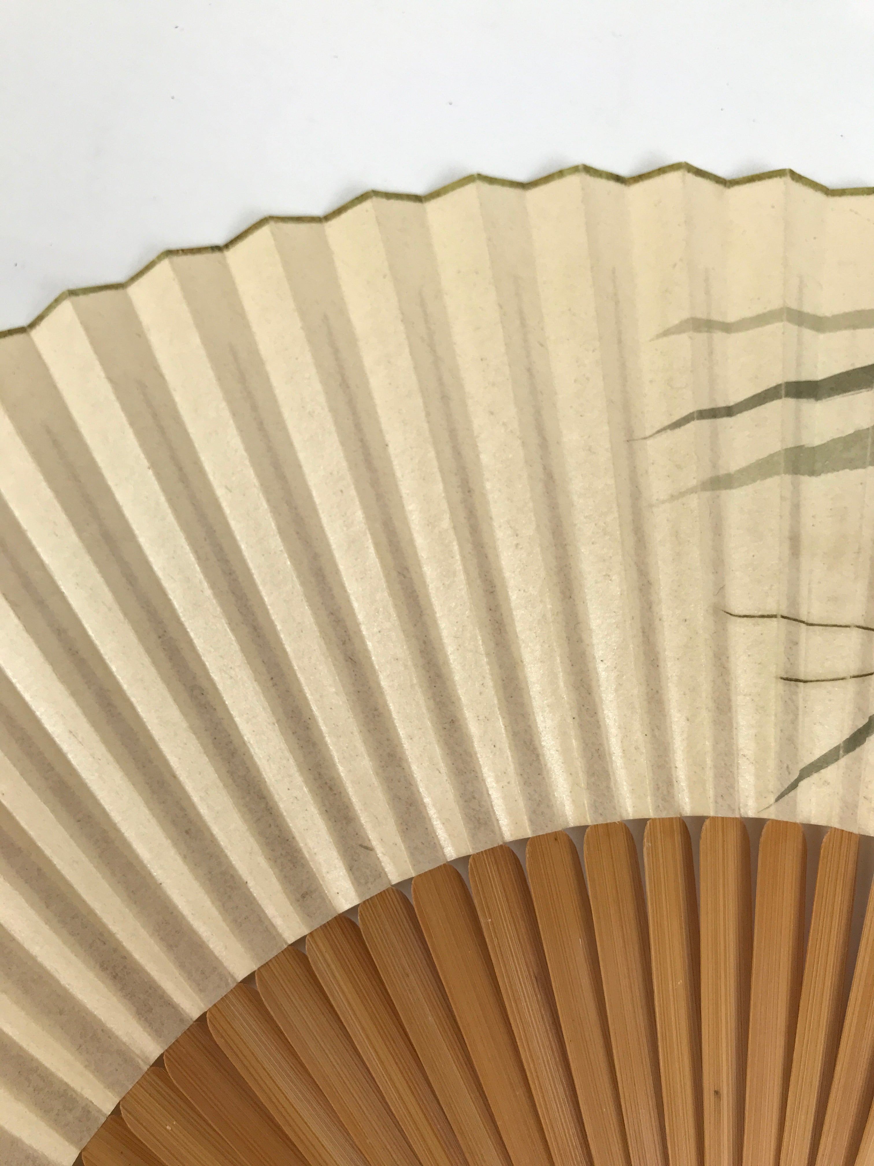 Japanese Paper Folding Fan Sensu Vtg Bamboo Frame Ise Ebi Shrimp Plants 4D897