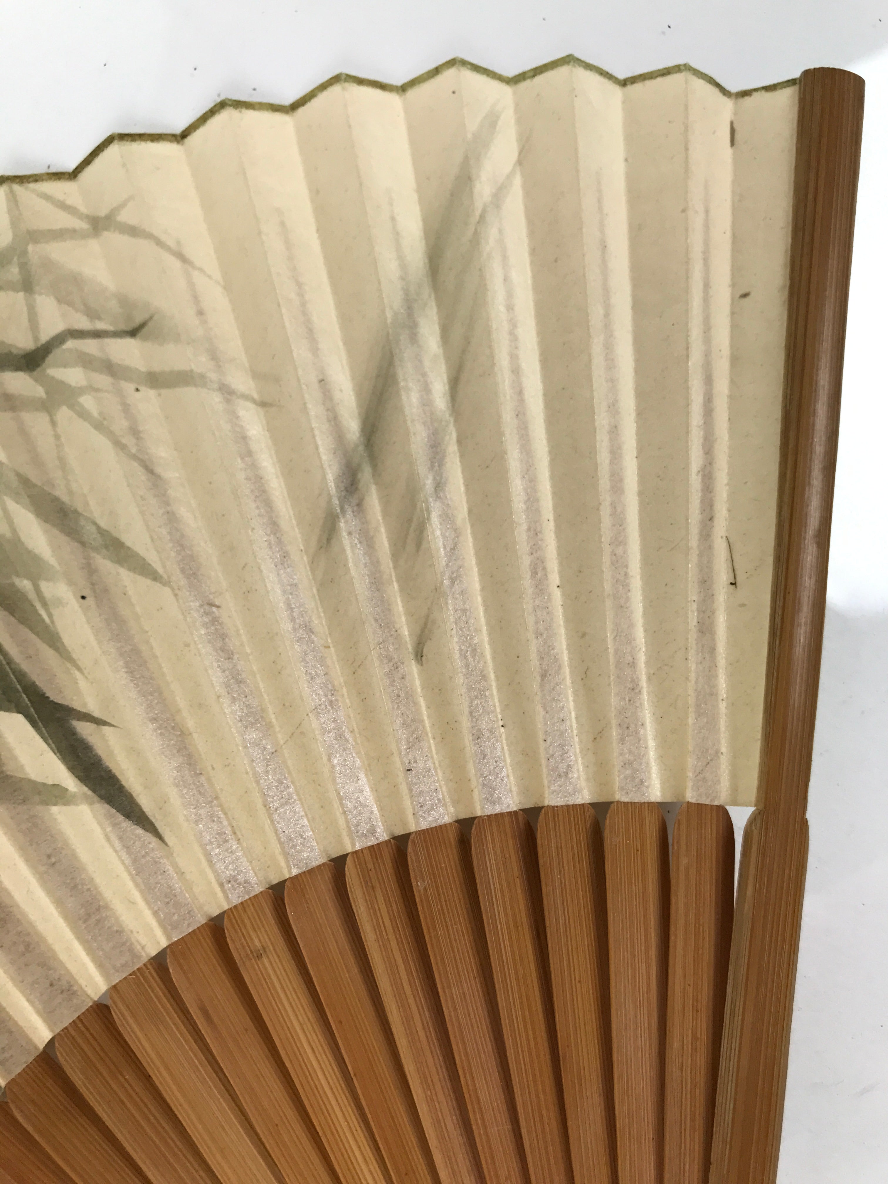 Japanese Paper Folding Fan Sensu Vtg Bamboo Frame Ise Ebi Shrimp Plants 4D897