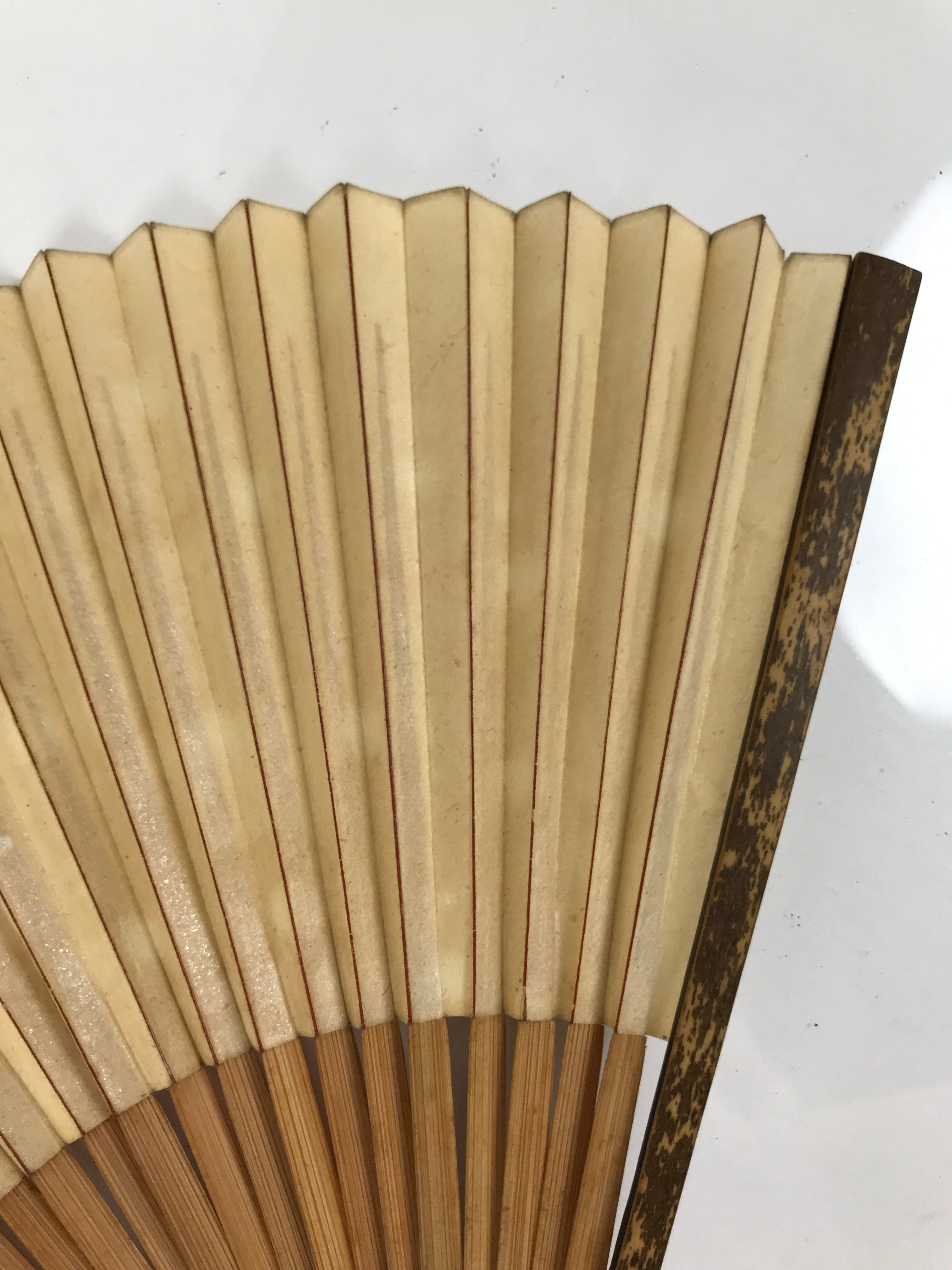 Japanese Paper Folding Fan Sensu Vtg Bamboo Frame Medaka Small Fish Beige 4D909