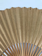 Japanese Paper Folding Fan Sensu Vtg Bamboo Frame Mountain Painting Black 4D931
