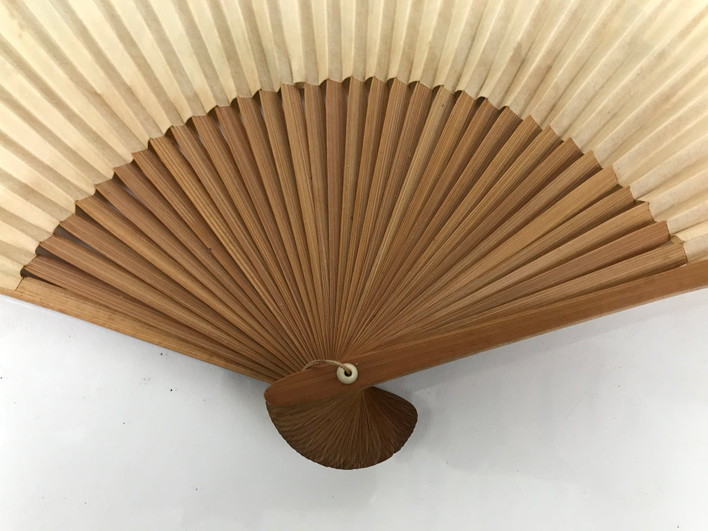 Japanese Paper Folding Fan Sensu Vtg Bamboo Frame Mountain Painting Print 4D914