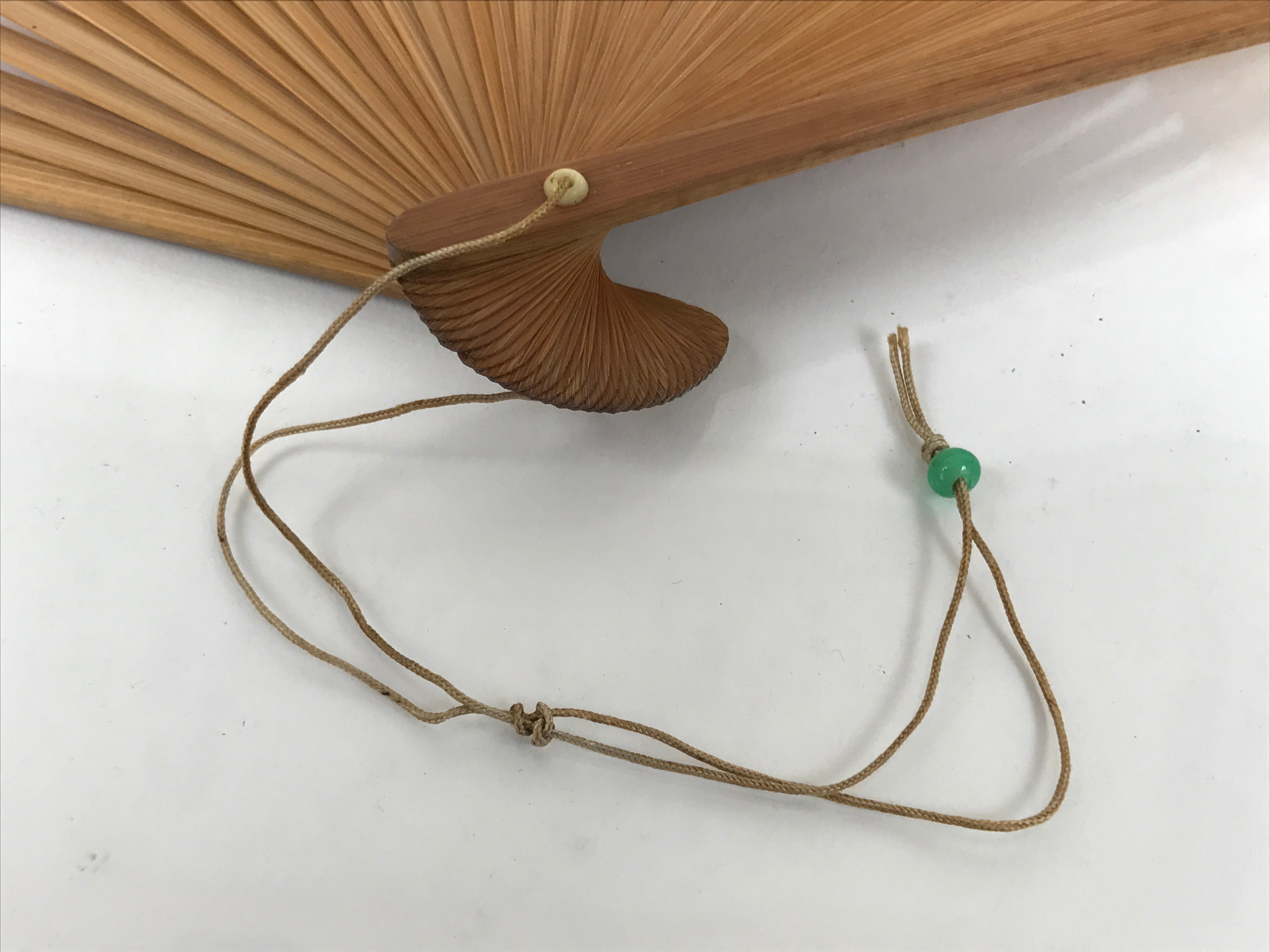 Japanese Paper Folding Fan Sensu Vtg Bamboo Frame Mountain Painting Print 4D914