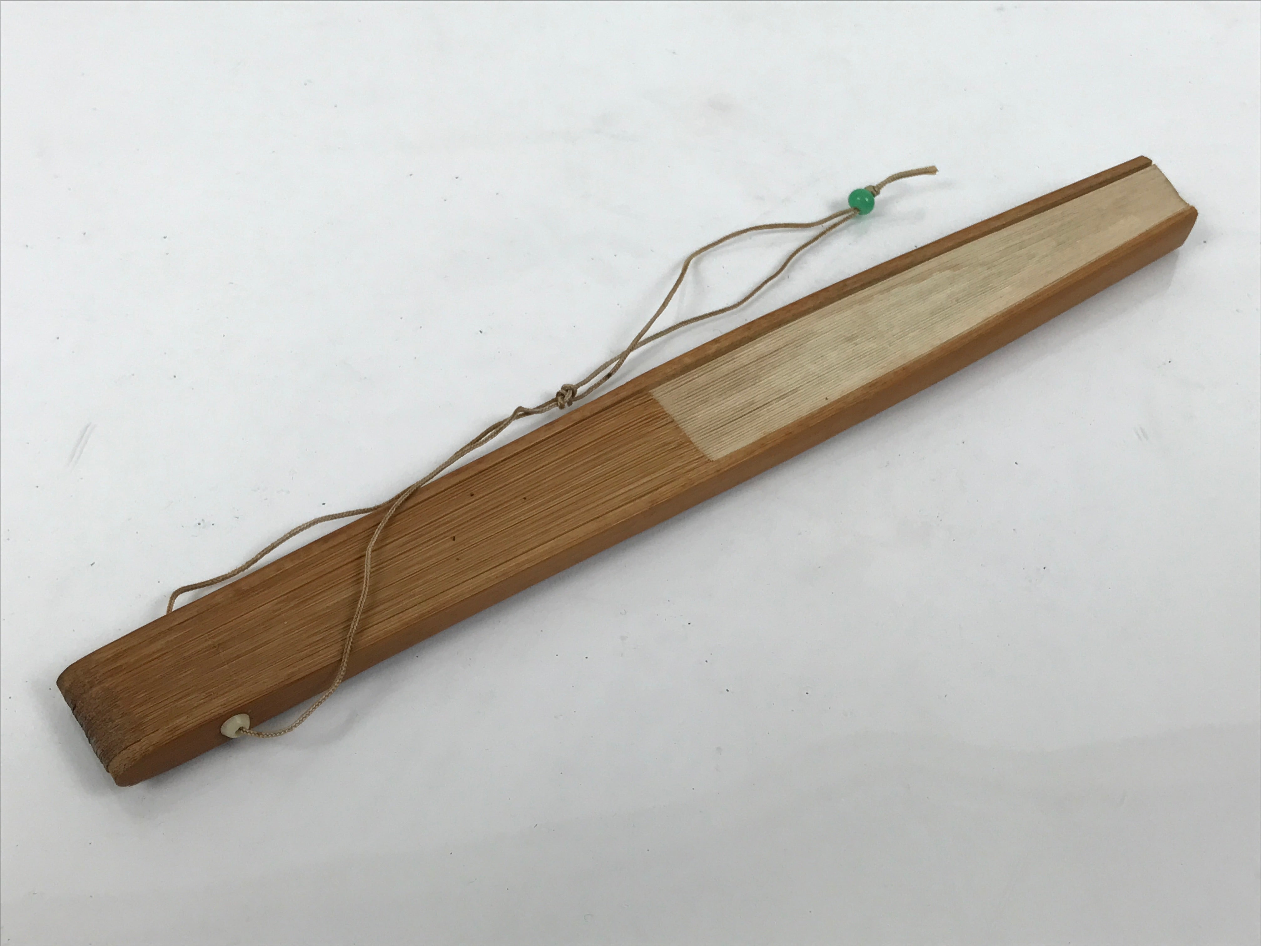 Japanese Paper Folding Fan Sensu Vtg Bamboo Frame Mountain Painting Print 4D914