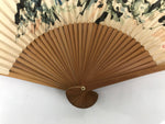 Japanese Paper Folding Fan Sensu Vtg Bamboo Frame Mountain Painting Print 4D914
