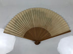 Japanese Paper Folding Fan Sensu Vtg Bamboo Frame Mountain Painting Print 4D914