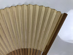 Japanese Paper Folding Fan Sensu Vtg Bamboo Frame Nasu Eggplant Aubergine 4D978