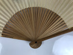 Japanese Paper Folding Fan Sensu Vtg Bamboo Frame Nasu Eggplant Aubergine 4D978