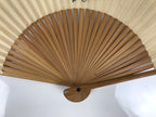 Japanese Paper Folding Fan Sensu Vtg Bamboo Frame Nasu Eggplant Aubergine 4D978