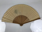 Japanese Paper Folding Fan Sensu Vtg Bamboo Frame Nasu Eggplant Aubergine 4D978