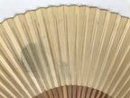 Japanese Paper Folding Fan Sensu Vtg Bamboo Frame Nasu Eggplant Aubergine 4D978