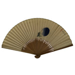 Japanese Paper Folding Fan Sensu Vtg Bamboo Frame Nasu Eggplant Aubergine 4D978