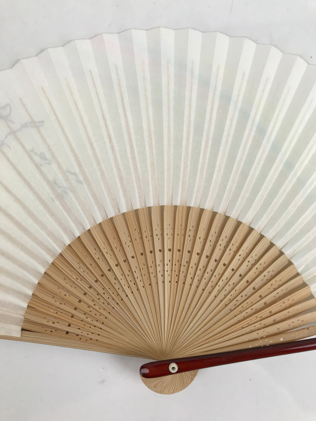 Japanese Paper Folding Fan Sensu Vtg Bamboo Frame Pastel Rainbow Lustre 4D878