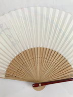 Japanese Paper Folding Fan Sensu Vtg Bamboo Frame Pastel Rainbow Lustre 4D878
