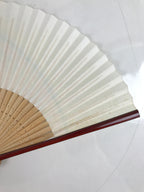 Japanese Paper Folding Fan Sensu Vtg Bamboo Frame Pastel Rainbow Lustre 4D878