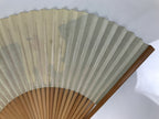 Japanese Paper Folding Fan Sensu Vtg Bamboo Frame Puppy Dog Color Pink 4D935