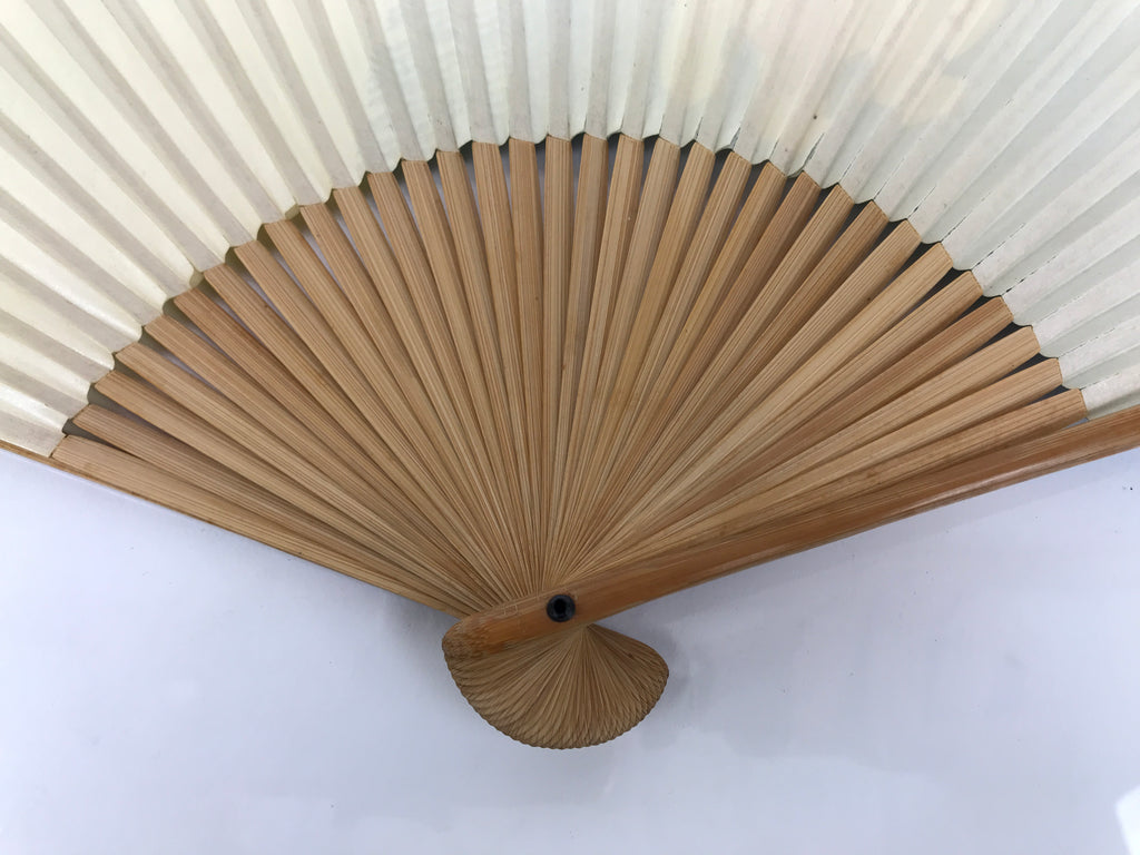 Japanese Paper Folding Fan Sensu Vtg Bamboo Frame Puppy Dog Color Pink 4D935