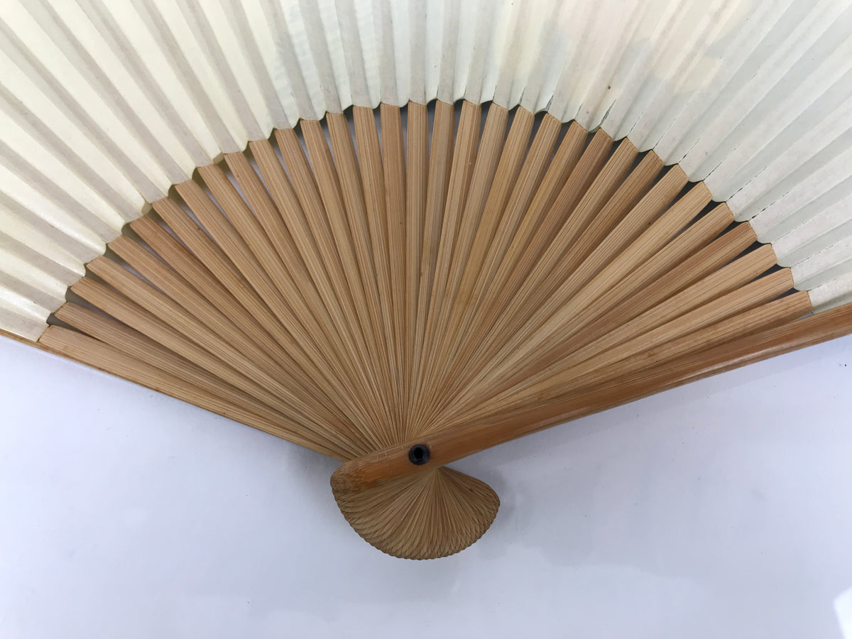 Japanese Paper Folding Fan Sensu Vtg Bamboo Frame Puppy Dog Color Pink 4D935