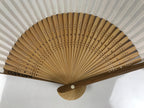Japanese Paper Folding Fan Sensu Vtg Bamboo Frame Purple Hydrangea Flowers 4D974