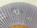 Japanese Paper Folding Fan Sensu Vtg Bamboo Frame Purple Hydrangea Flowers 4D974