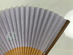 Japanese Paper Folding Fan Sensu Vtg Bamboo Frame Purple Hydrangea Flowers 4D974