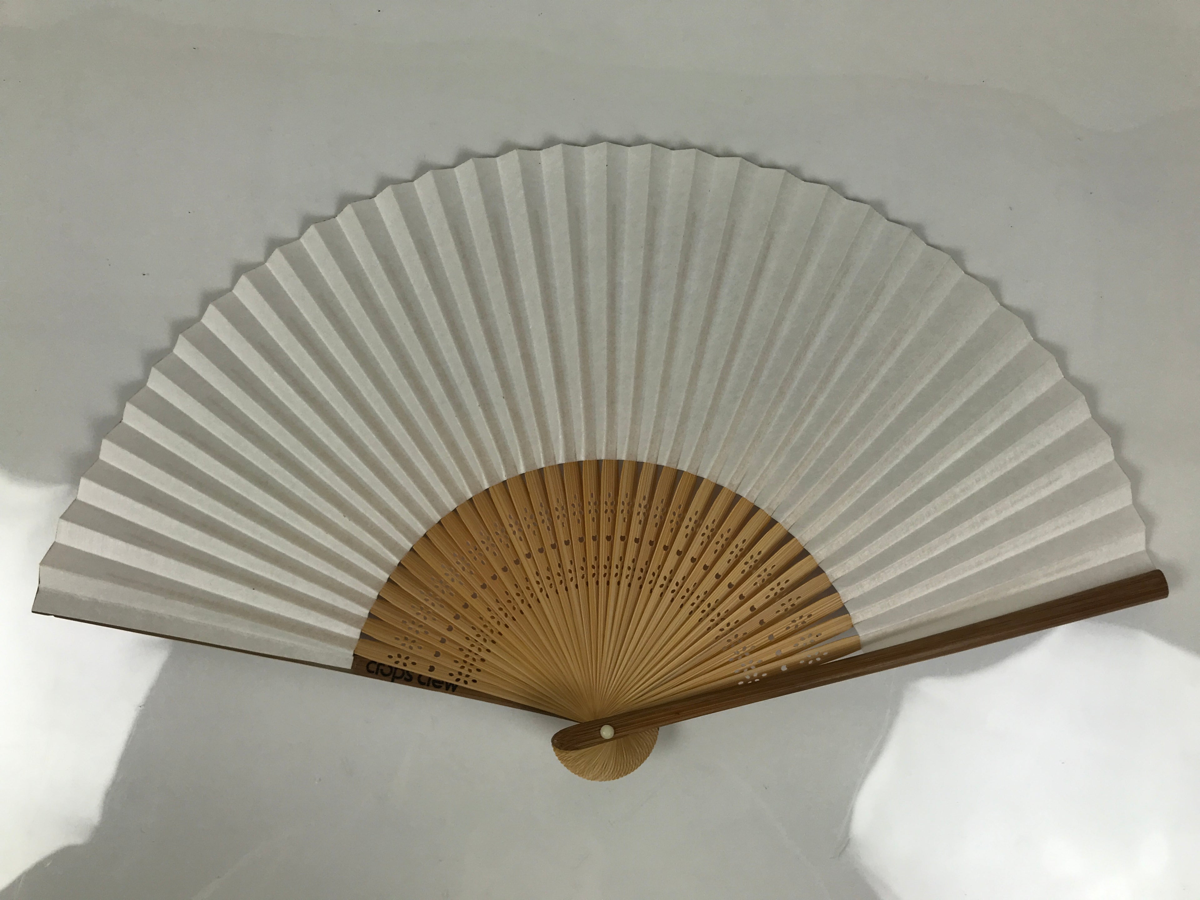 Japanese Paper Folding Fan Sensu Vtg Bamboo Frame Purple Hydrangea Flowers 4D974