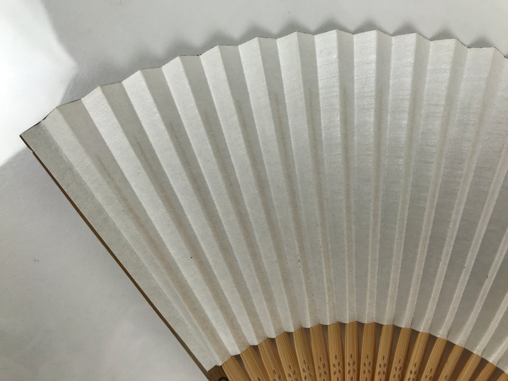 Japanese Paper Folding Fan Sensu Vtg Bamboo Frame Purple Hydrangea Flowers 4D974