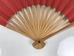 Japanese Paper Folding Fan Sensu Vtg Bamboo Frame Red Calligraphy Kanji 5D37