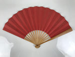 Japanese Paper Folding Fan Sensu Vtg Bamboo Frame Red Calligraphy Kanji 5D37