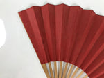 Japanese Paper Folding Fan Sensu Vtg Bamboo Frame Red Calligraphy Kanji 5D37