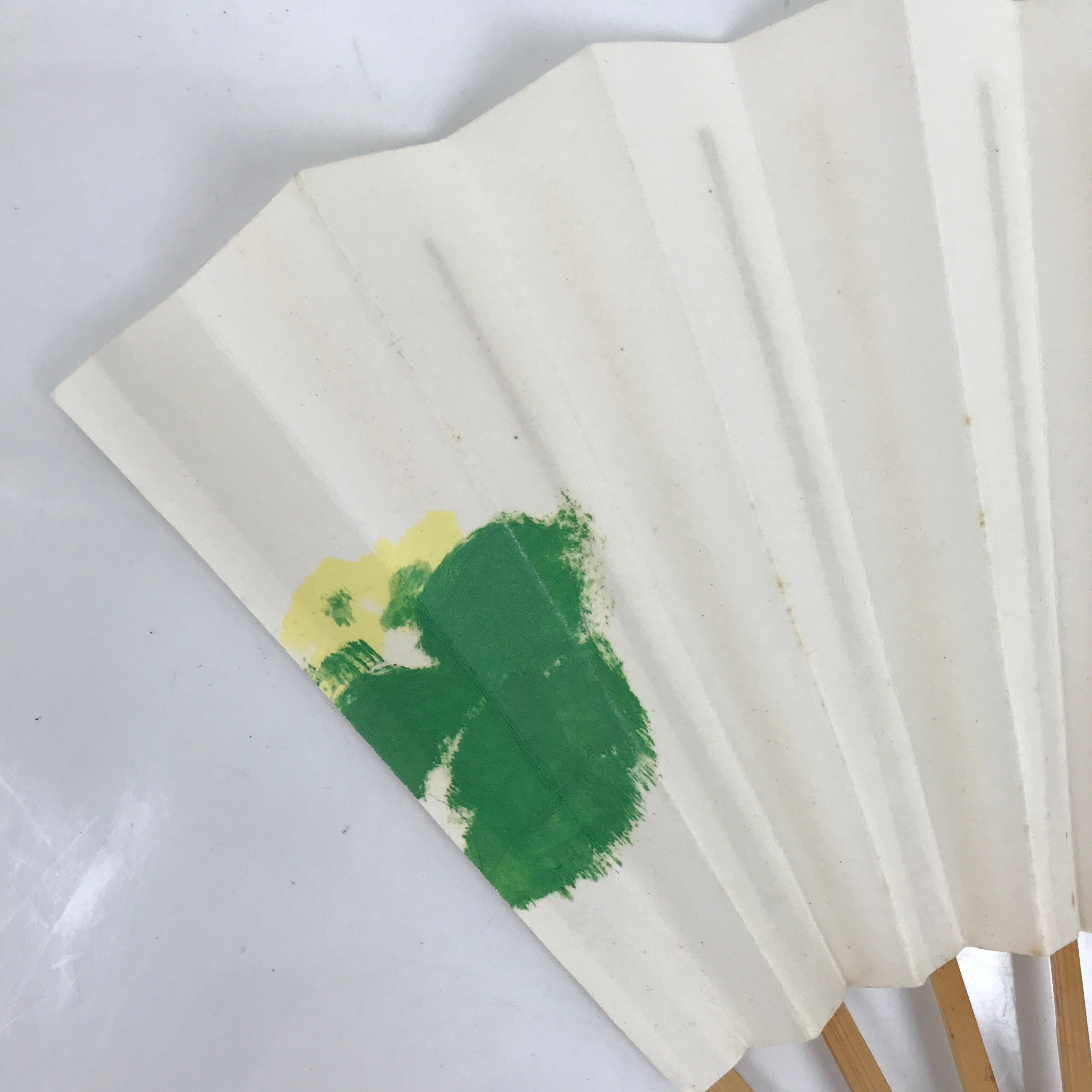 Japanese Paper Folding Fan Sensu Vtg Bamboo Frame Red Flower W/ Stand Box 4D867