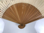 Japanese Paper Folding Fan Sensu Vtg Bamboo Frame Riverside Boats Green 4D975
