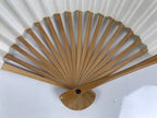 Japanese Paper Folding Fan Sensu Vtg Bamboo Frame Sakura Petal Water Wave 4D954