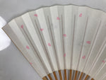 Japanese Paper Folding Fan Sensu Vtg Bamboo Frame Sakura Petal Water Wave 4D954
