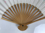 Japanese Paper Folding Fan Sensu Vtg Bamboo Frame Sakura Petal Water Wave 4D954