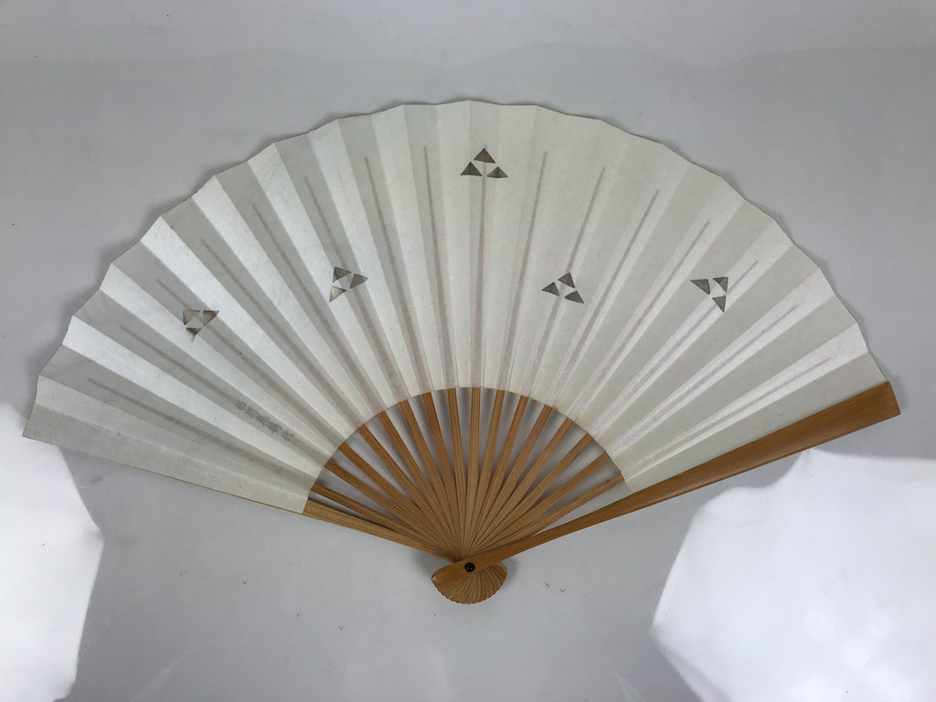 Japanese Paper Folding Fan Sensu Vtg Bamboo Frame Sakura Petal Water Wave 4D954