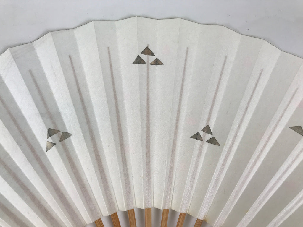 Japanese Paper Folding Fan Sensu Vtg Bamboo Frame Sakura Petal Water Wave 4D954