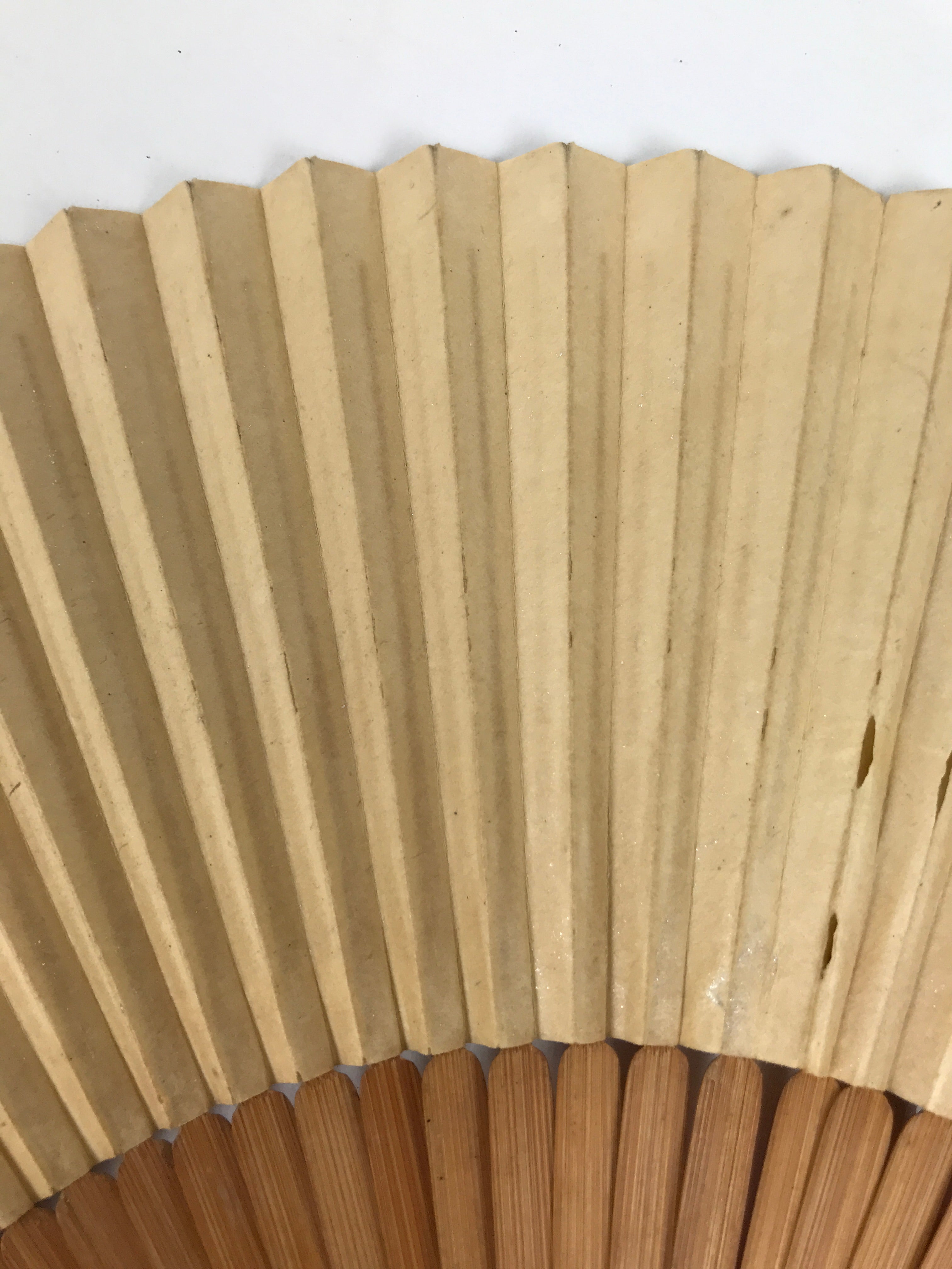 Japanese Paper Folding Fan Sensu Vtg Bamboo Frame Silver Firefly Leaves 4D933