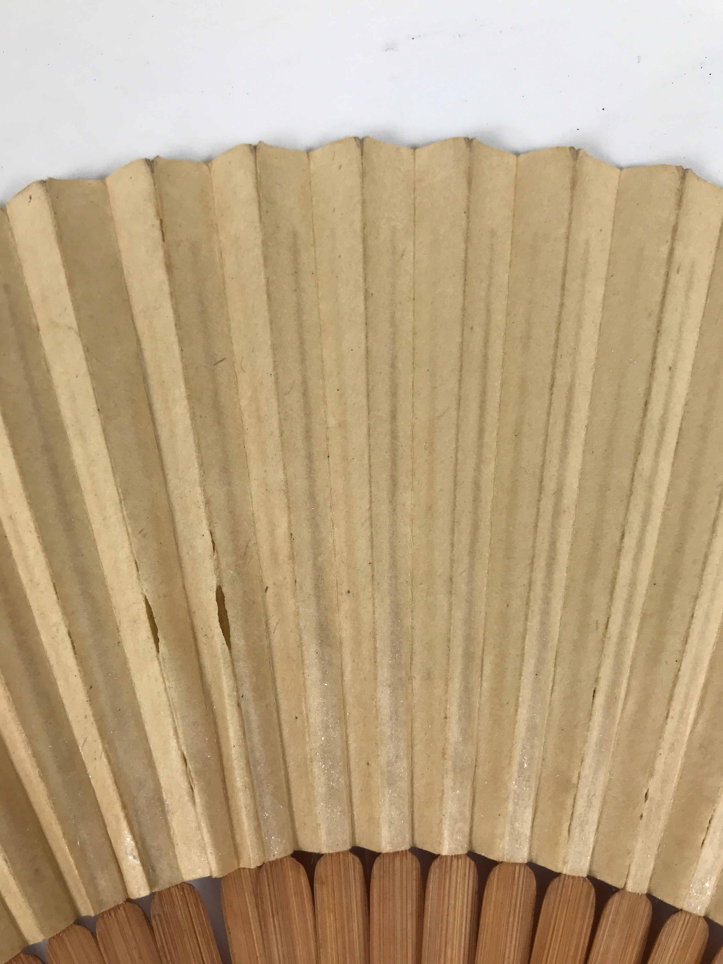 Japanese Paper Folding Fan Sensu Vtg Bamboo Frame Silver Firefly Leaves 4D933