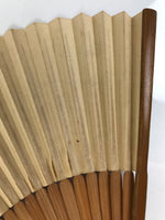 Japanese Paper Folding Fan Sensu Vtg Bamboo Frame Silver Firefly Leaves 4D933