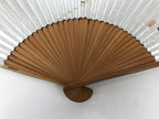 Japanese Paper Folding Fan Sensu Vtg Bamboo Frame Silver Firefly Leaves 4D933