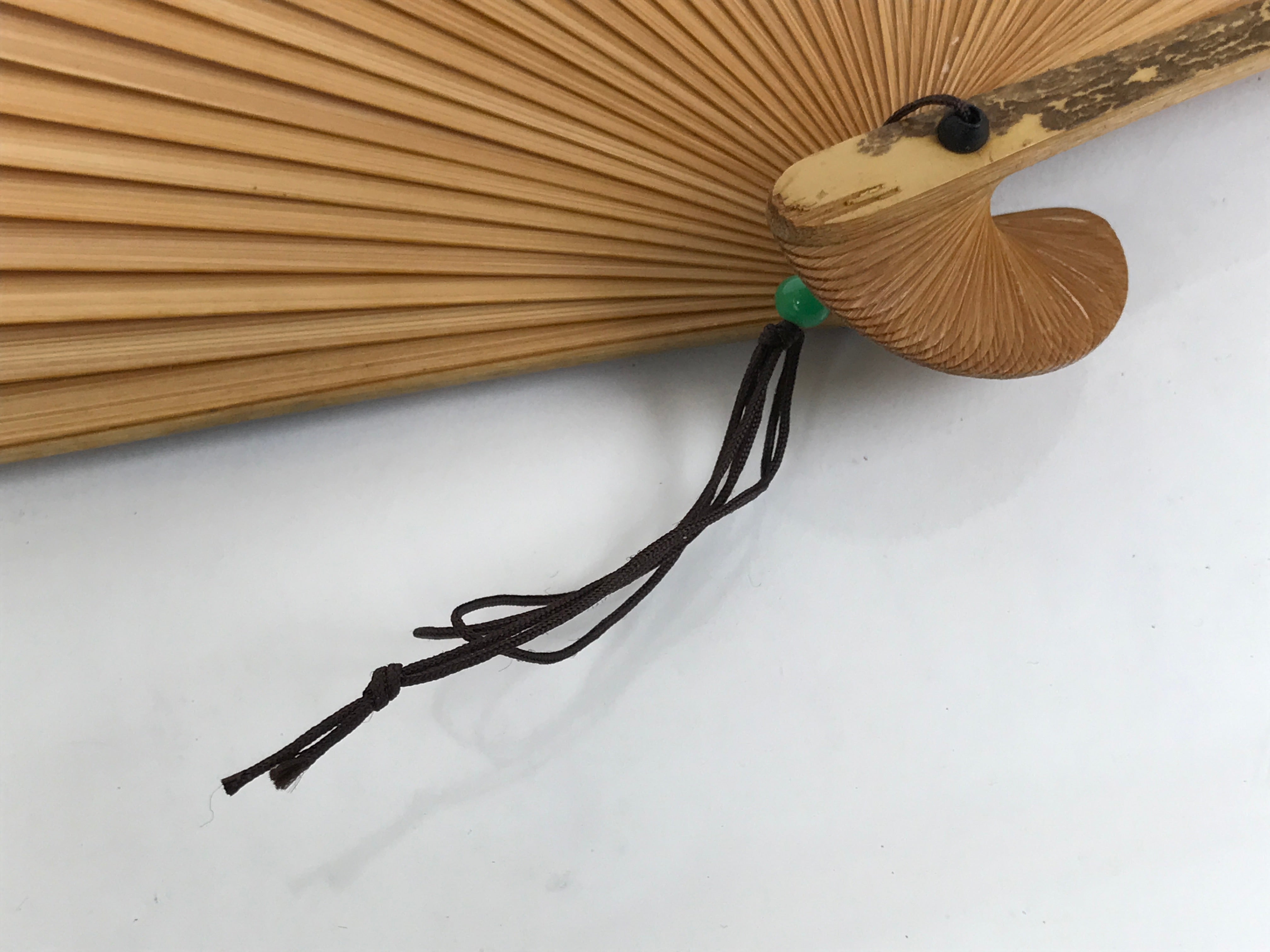 Japanese Paper Folding Fan Sensu Vtg Bamboo Frame Silver Turnips Pepper 4D912