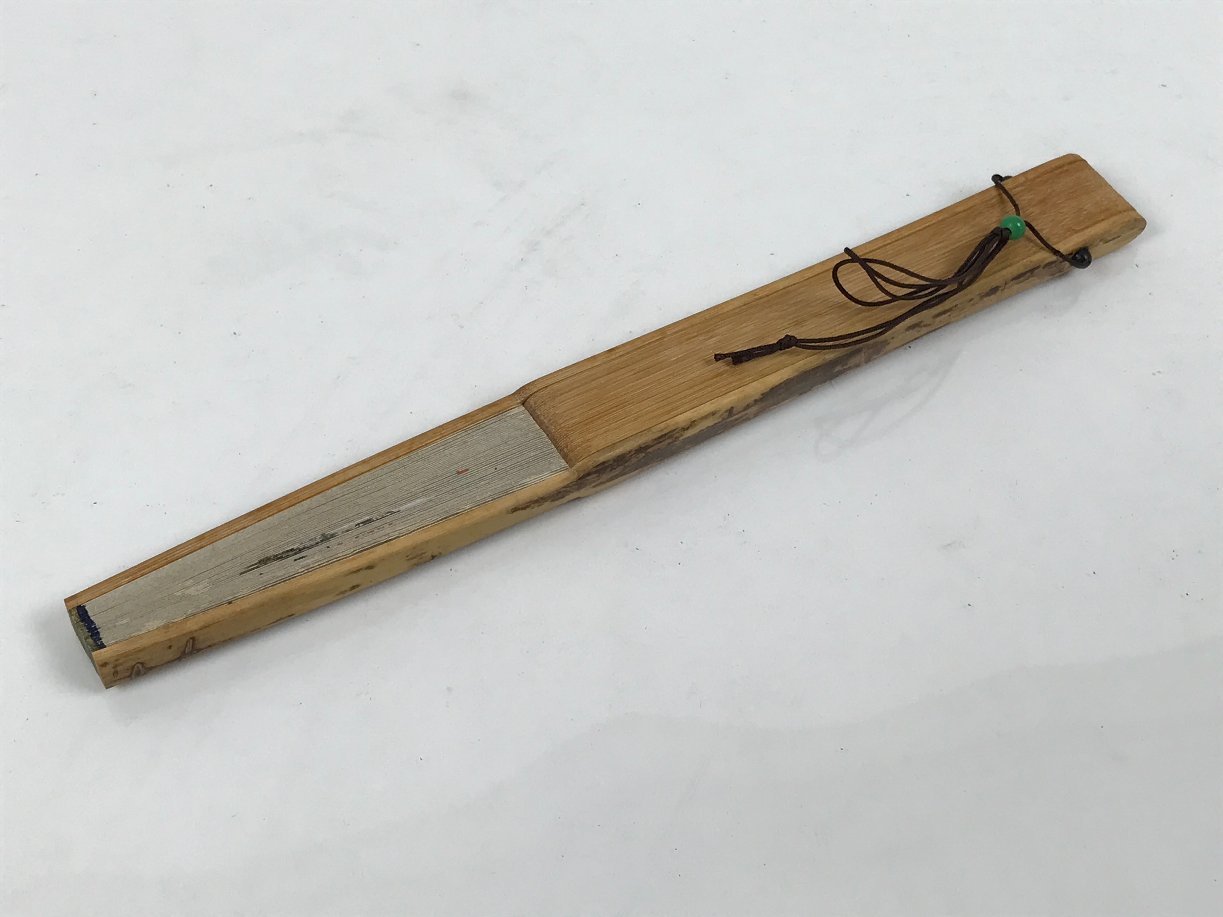 Japanese Paper Folding Fan Sensu Vtg Bamboo Frame Silver Turnips Pepper 4D912