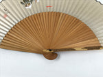 Japanese Paper Folding Fan Sensu Vtg Bamboo Frame Silver Turnips Pepper 4D912