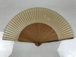 Japanese Paper Folding Fan Sensu Vtg Bamboo Frame Silver Turnips Pepper 4D912