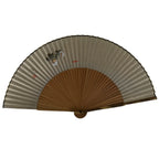 Japanese Paper Folding Fan Sensu Vtg Bamboo Frame Silver Turnips Pepper 4D912