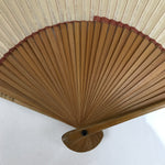 Japanese Paper Folding Fan Sensu Vtg Bamboo Frame Simple Beige Red 4D860