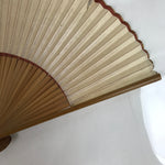 Japanese Paper Folding Fan Sensu Vtg Bamboo Frame Simple Beige Red 4D860