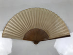 Japanese Paper Folding Fan Sensu Vtg Bamboo Frame Simple Blank Beige 4D883