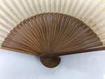 Japanese Paper Folding Fan Sensu Vtg Bamboo Frame Simple Blank Beige 4D883