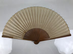 Japanese Paper Folding Fan Sensu Vtg Bamboo Frame Simple Blank Beige 4D883